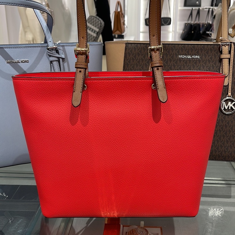 MICHAEL KORS JET SET TRAVEL MEDIUM DOUBLE POCKET TOTE NON-LEATHER VEGAN 
NWT - Picture 6 of 16